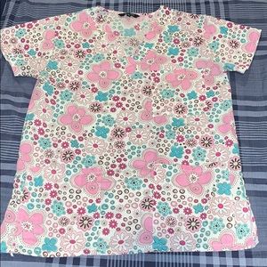 Printed scrub top